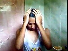 Indian teen was taking a shower when her boyfriend came to fuck her brains out