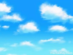 Cartoon chick with blue hair is eagerly sucking her boyfriend's dick, and expecting to get fucked