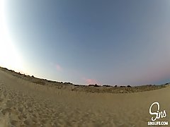 Kissa Sins is having sex on the beach with her exotic lover, in the late afternoon