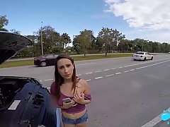 Naughty babe, Ashley Adams got fucked very hard, by a horny stranger, for lots of money