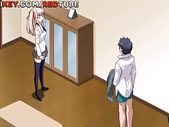 Cartoon babe with big tits and blue eyes is getting her soaking wet pussy stuffed with hard dick