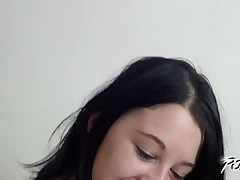 Sweet, fresh brunette is doing her best to satisfy a guy she likes a lot