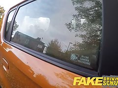 Blonde with glasses is about to have casual sex in the back of a car