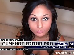 Brunette with a pretty smile is getting fucked from behind and moaning from pleasure while cumming