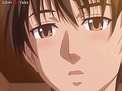 Cartoon guy is doing his best to satisfy his big titted girlfriend, in many ways