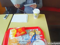 Brunette is gently sucking her best friend's dick while he is moaning and sighing from pleasure